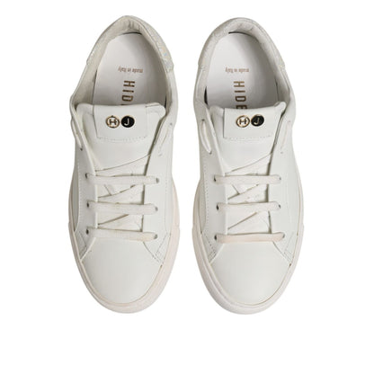 HIDE & JACK White Leather Low Top Lace Up Sneakers Shoes