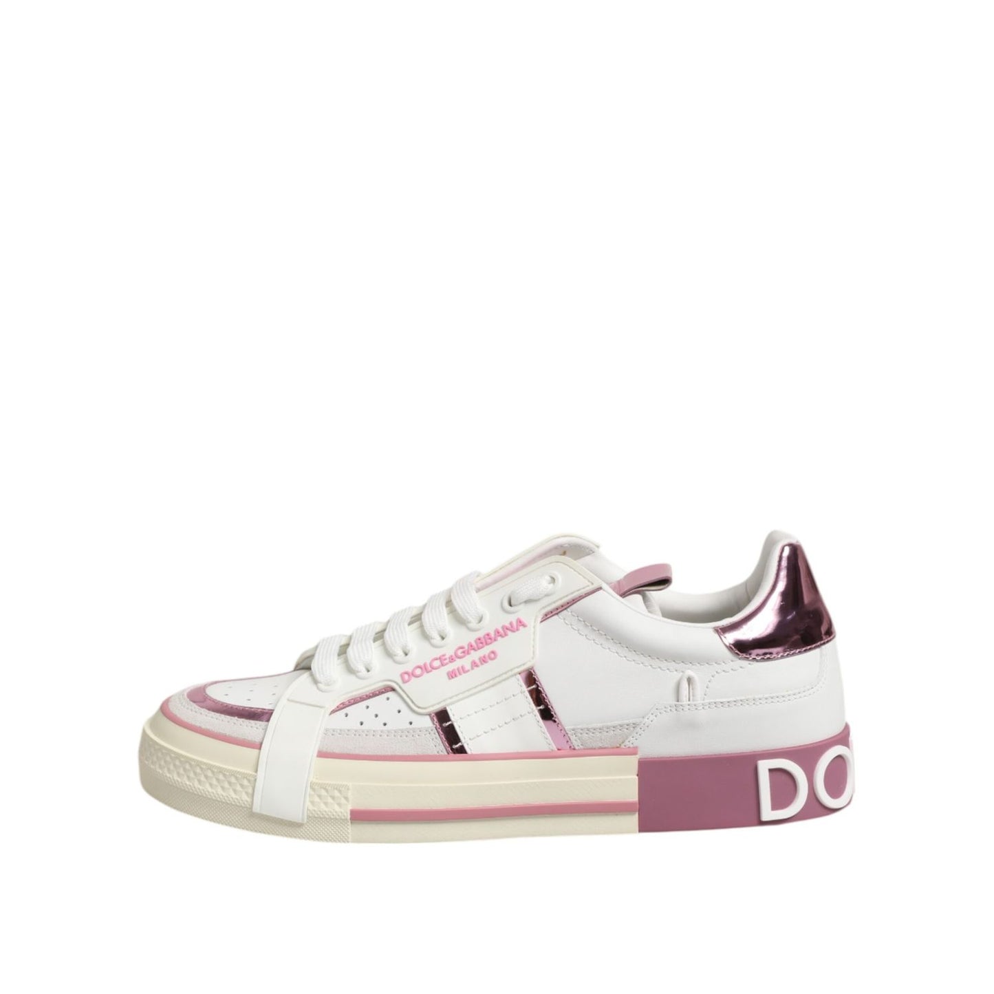 Dolce & Gabbana White Leather DG Logo Low Top Sneakers Shoes
