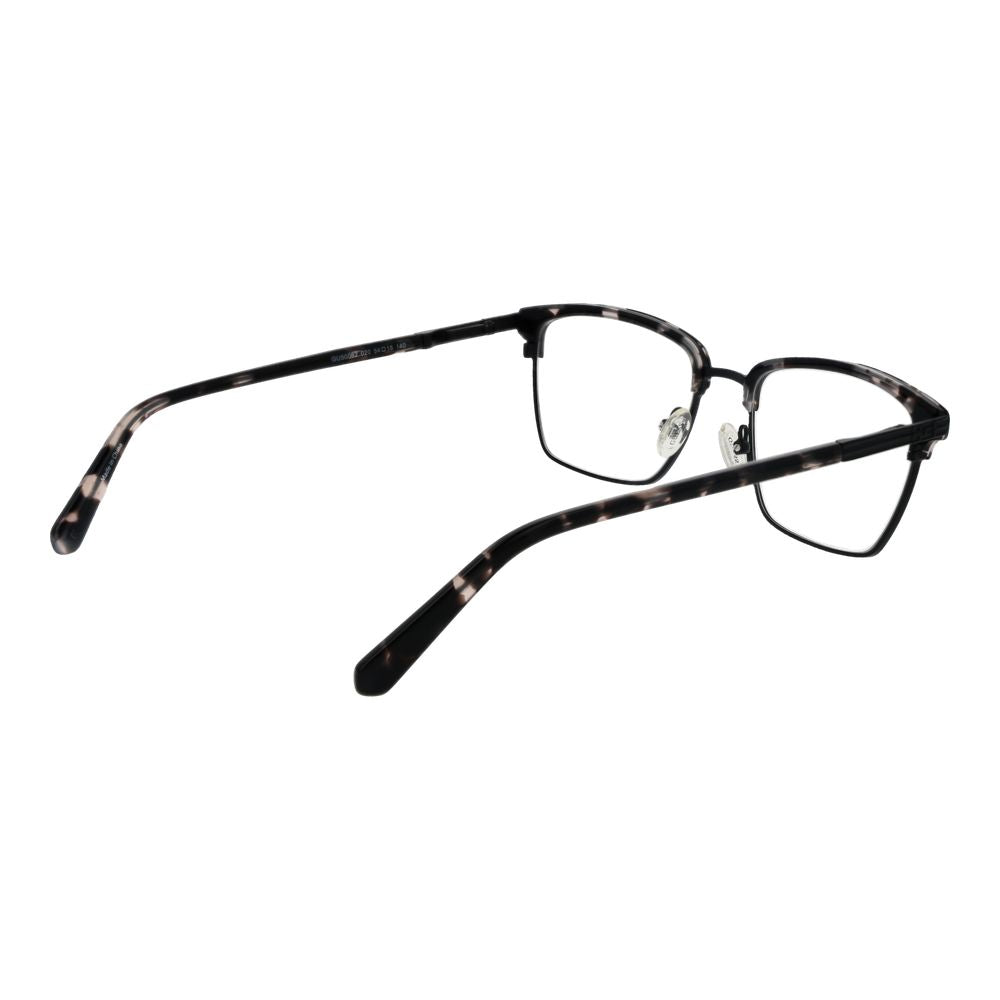 Guess Black Men Glasses Frame, full-rim, metal, browline style with black color, demo plastic lenses, includes branded case, spring hinge.