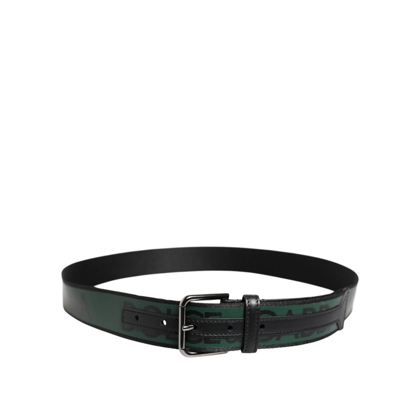 Dolce & Gabbana Green Black Polyester DG Logo Buckle Belt BEL9464-90