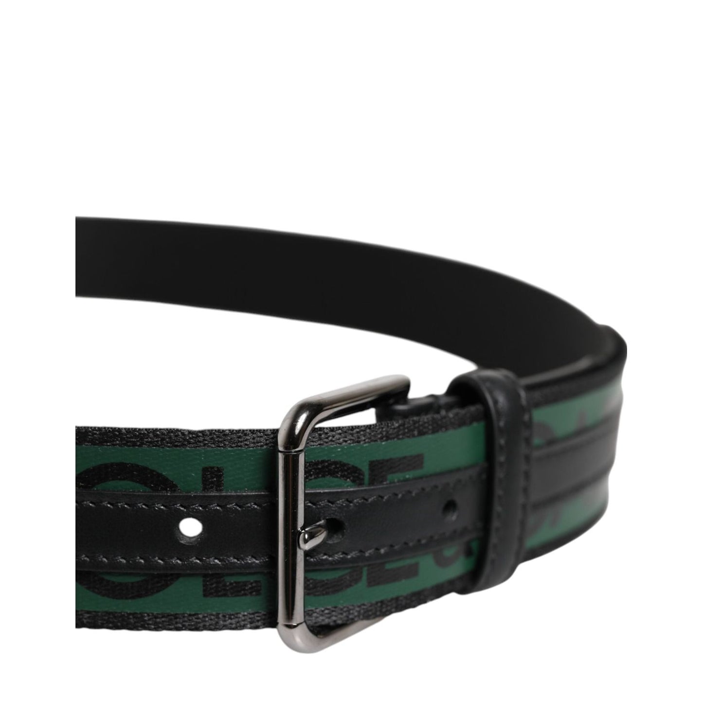 Dolce & Gabbana Green Black Polyester DG Logo Buckle Belt BEL9464-90