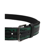Dolce & Gabbana Green Black Polyester DG Logo Buckle Belt BEL9464-90