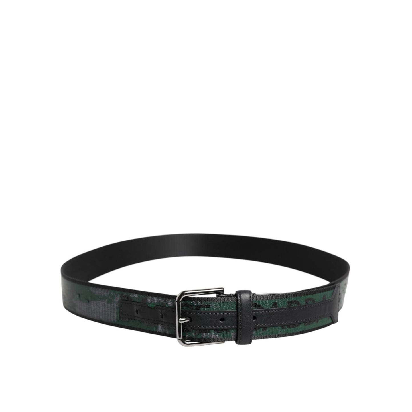 Dolce & Gabbana Green Black Polyester DG Logo Buckle Belt BEL9482-90