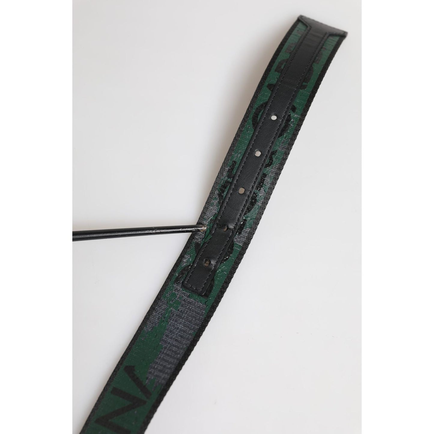 Dolce & Gabbana Green Black Polyester DG Logo Buckle Belt BEL9482-90