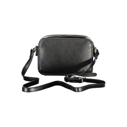 Mario Valentino Black Polyethylene Women Handbag with adjustable strap, showcasing Italian elegance and functionality for on-the-go style.