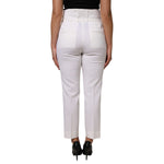 Dolce & Gabbana White Wool High Waist Tapered Pants PAN76555-46