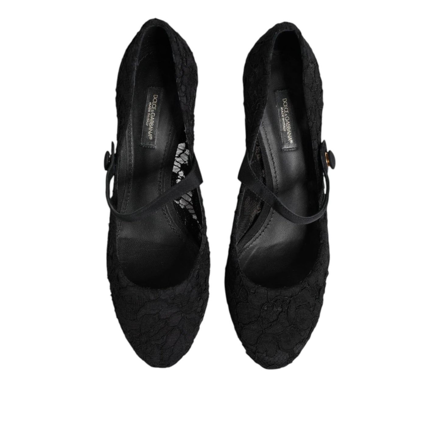 Dolce & Gabbana Black Mary Jane Taormina Lace Pumps Shoes LA12718-40