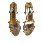 Dolce & Gabbana Gold Strass Ankle Strap Heels Sandals Shoes LA12722-39