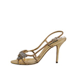 Dolce & Gabbana Gold Strass Ankle Strap Heels Sandals Shoes LA12722-39