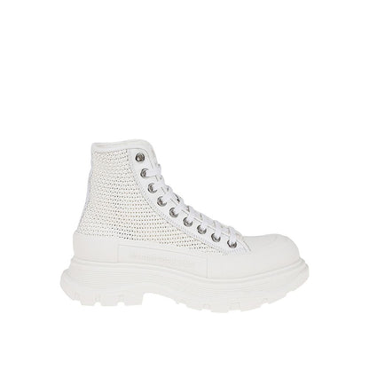 Alexander McQueen White Raffia High Top Sneakers