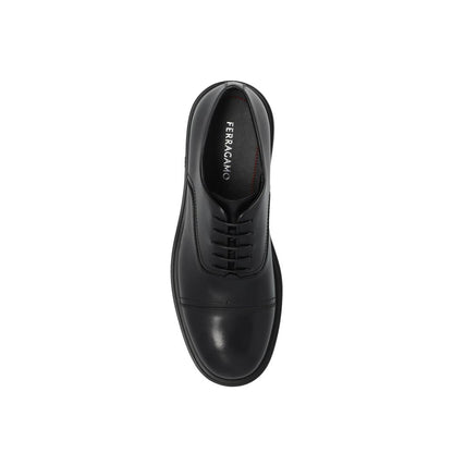 Salvatore Ferragamo Black Calfskin Oxfords And Derbies