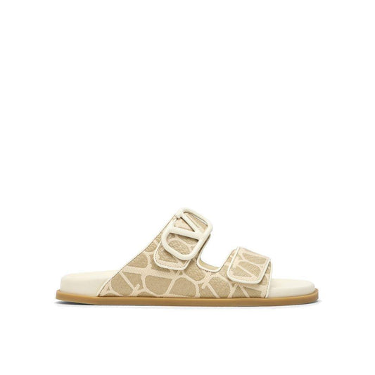 Valentino Garavani Toile Iconographe Flat Sandals VA-8735614533844-EU37/US7