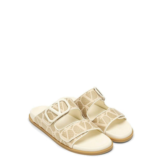 Valentino Garavani Toile Iconographe Flat Sandals VA-8735614533844-EU37/US7