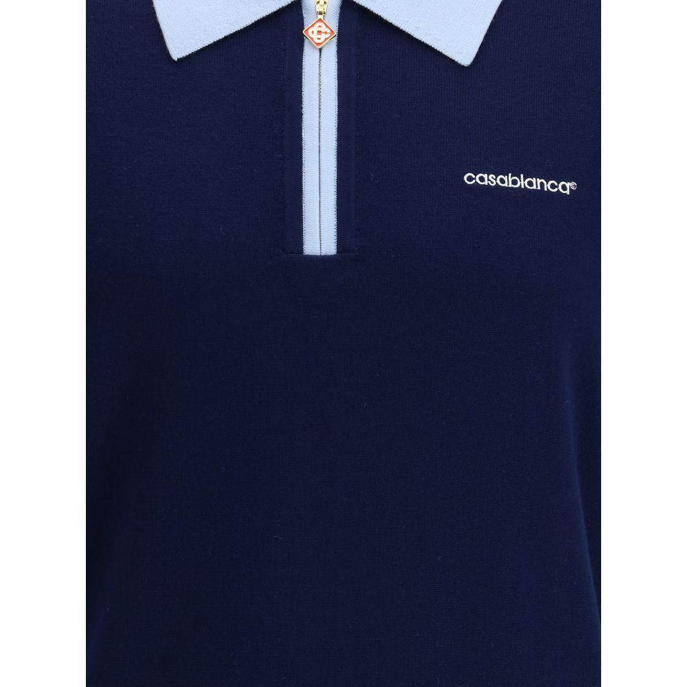 Casablanca Merino Wool Polo Shirt CA-MPF25KW100201BLUE-M