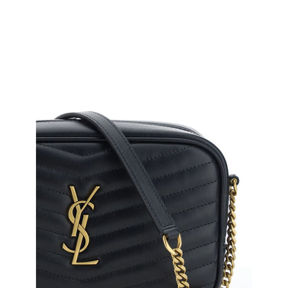 Saint Laurent Black Calf Leather Bos Taurus Shoulder Bag with quilted design and YSL plaque