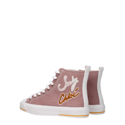 See By Chloé Pink Fabric High Top Sneakers