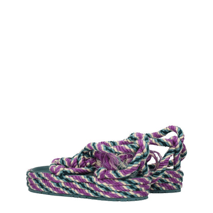 Isabel Marant Multicolor Fabric Flat Sandals with self-tie closure, open toe, and mid heels. Casual style, rubber sole, heel height 4.5 cm.