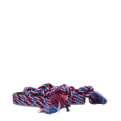 Isabel Marant Blue Fabric Flat Sandals with pink accents, open toe and self-tie closure, MPN SD0030FAA1B63SBUPK, mid heels, casual style.