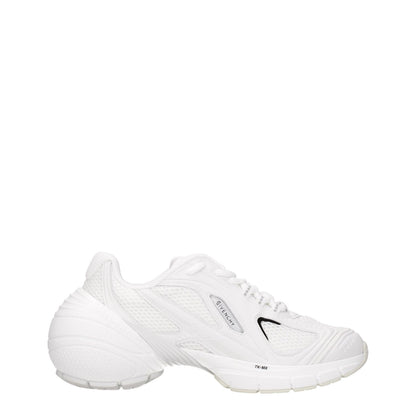 Givenchy White Fabric Athletic Sneakers with logo, lace-up closure, and rubber sole, showcasing casual style and 6.5 cm mid heels.