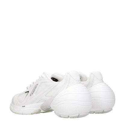 Givenchy White Fabric Athletic Sneakers with logos, lace-up closure, rubber sole, and mid heels, sporty casual style, rear view.