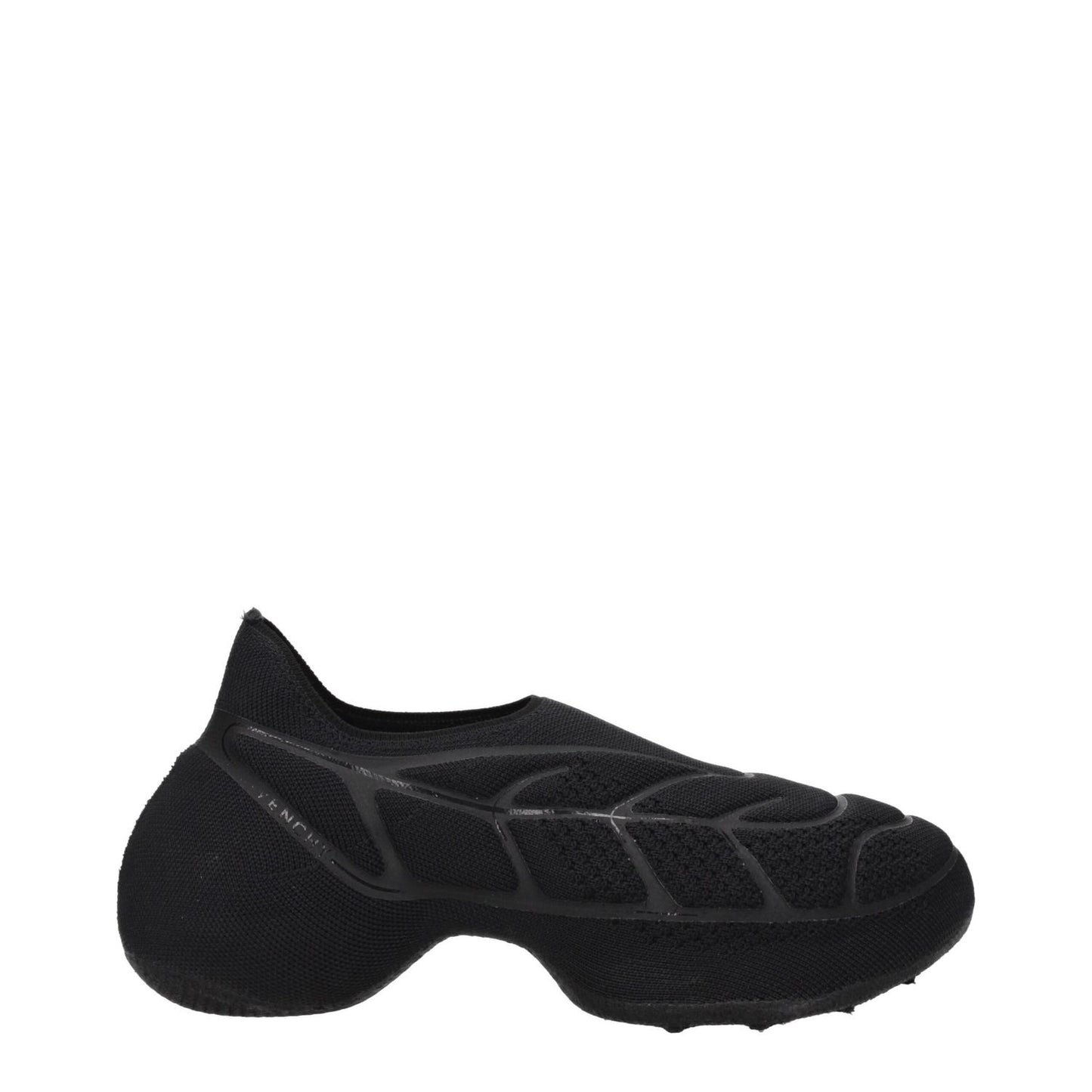 Givenchy Black Fabric Slip-On Loafers with side logo, casual style, 6 cm mid heels, round toe, featuring durable fabric sole.