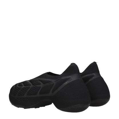 Givenchy Black Fabric Slip-On Loafers with side logo, featuring a 6 cm mid heel and round toe design. MPN BH0076H1C4001.