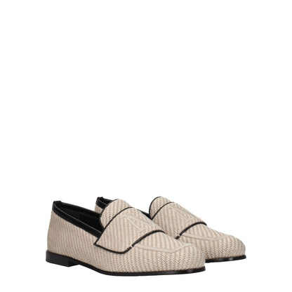 Max Mara Beige Fabric Slip-On Loafers