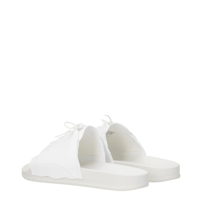 Maison Margiela White Cotton Slippers with open toe and low flat heel, featuring rubber sole and front detail, MPN S57WX0080P5411H0518.