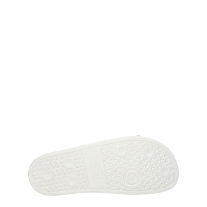 Maison Margiela White Cotton Slippers showing rubber sole with low, flat heel and open toe features.