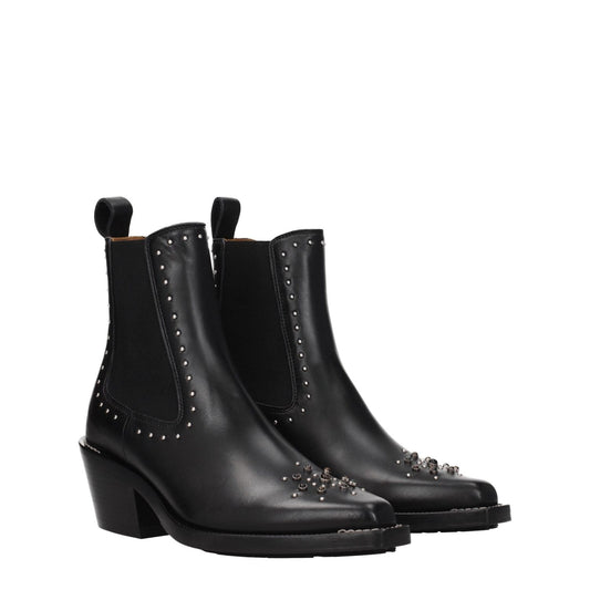Chloé Black Leather Ankle Boots CH-8547374792969-EU35.5/US5.5