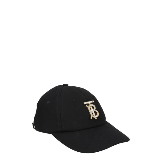 Burberry Black Cotton Cap (Baseball Hat) with adjustable strap and front rhinestone logo, style: casual, material: cotton, MPN 8063756.