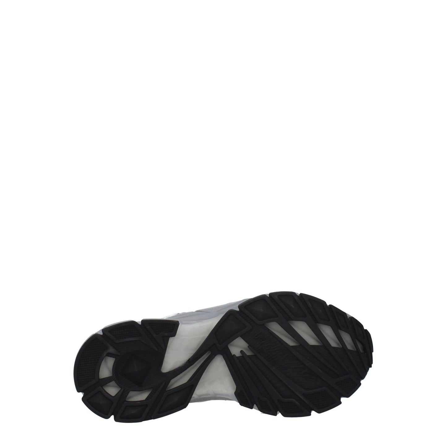 Bottom view of Valentino Garavani Gray Fabric Athletic Sneakers showing rubber sole with intricate tread design.