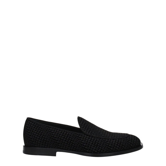 Dolce & Gabbana Black Velvet Slip-On Loafers