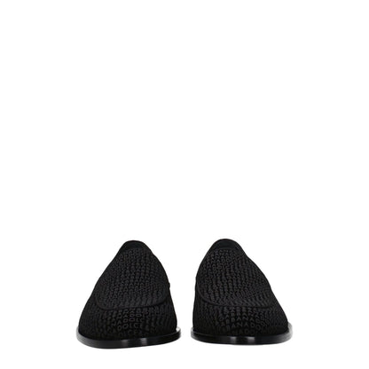 Dolce & Gabbana Black Velvet Slip-On Loafers with logo, round toe, leather sole, and low heel, MPN A50508AG2918B956.