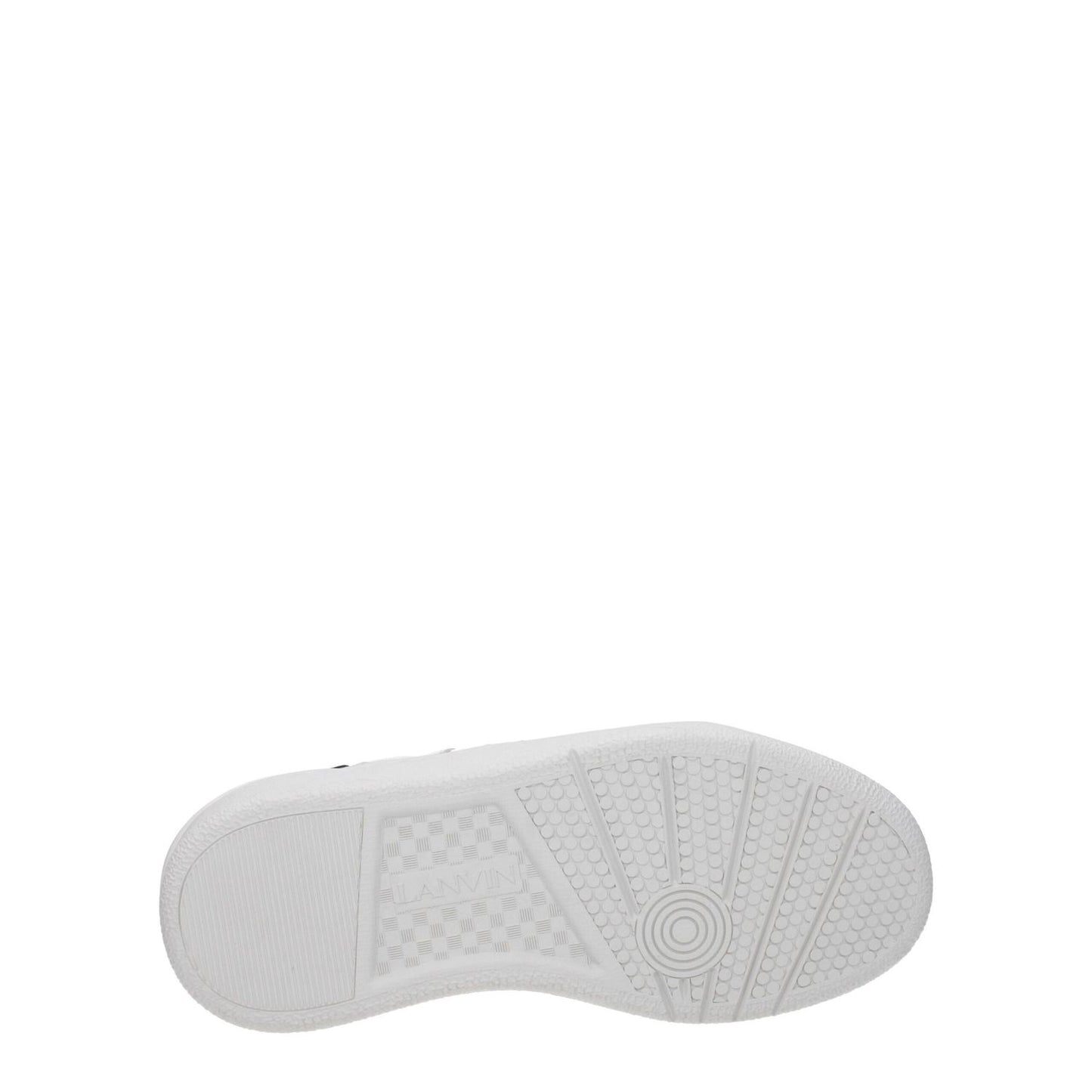 Sole view of Lanvin White Fabric Low Top Sneakers with rubber shoe sole showing tread design.