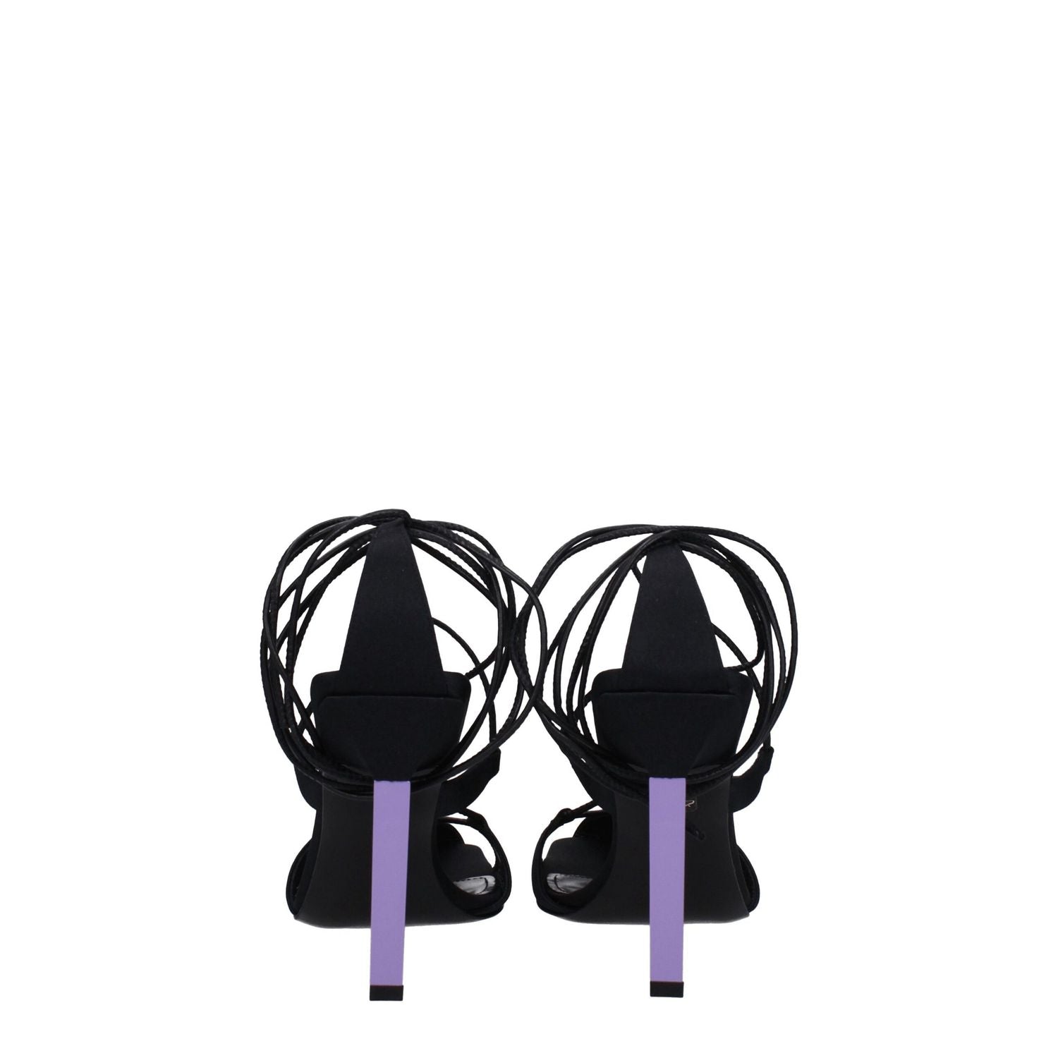 The Attico Black Fabric Stiletto Heel Sandals