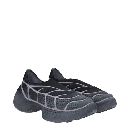 Givenchy Gray Fabric Athletic Sneakers with side logo, rubber sole, 6 cm heel, round toe, mid heel; MPN: BH0076H1E4002.