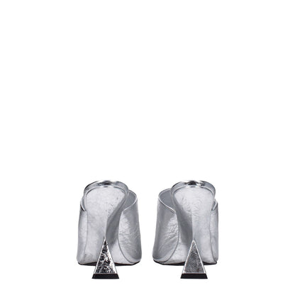 The Attico Gray Leather Platform Sandals