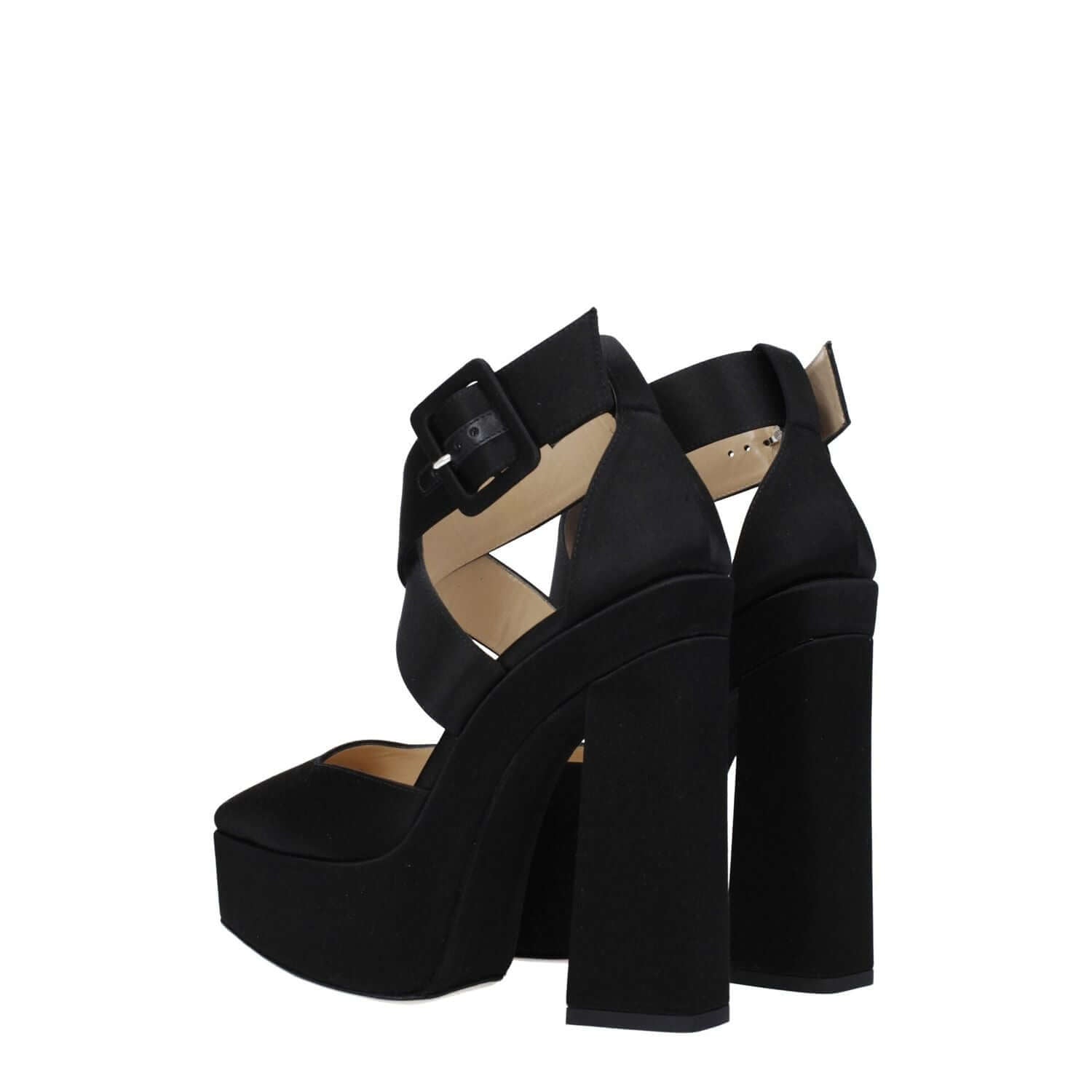 Jimmy Choo Black Satin Platform Sandals