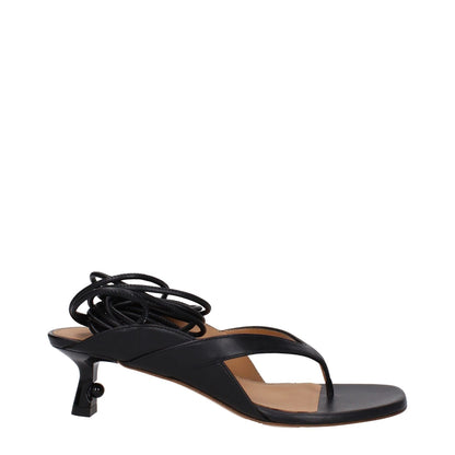 Off-White Black Leather Flip-Flop Sandals