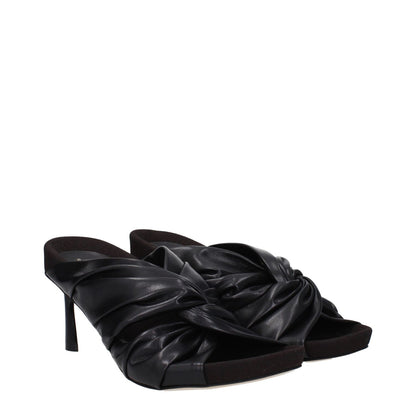 Stella McCartney Black Leather Stiletto Heel Sandals, eco leather open-toe design with 7 cm mid heels and stylish knot detail.