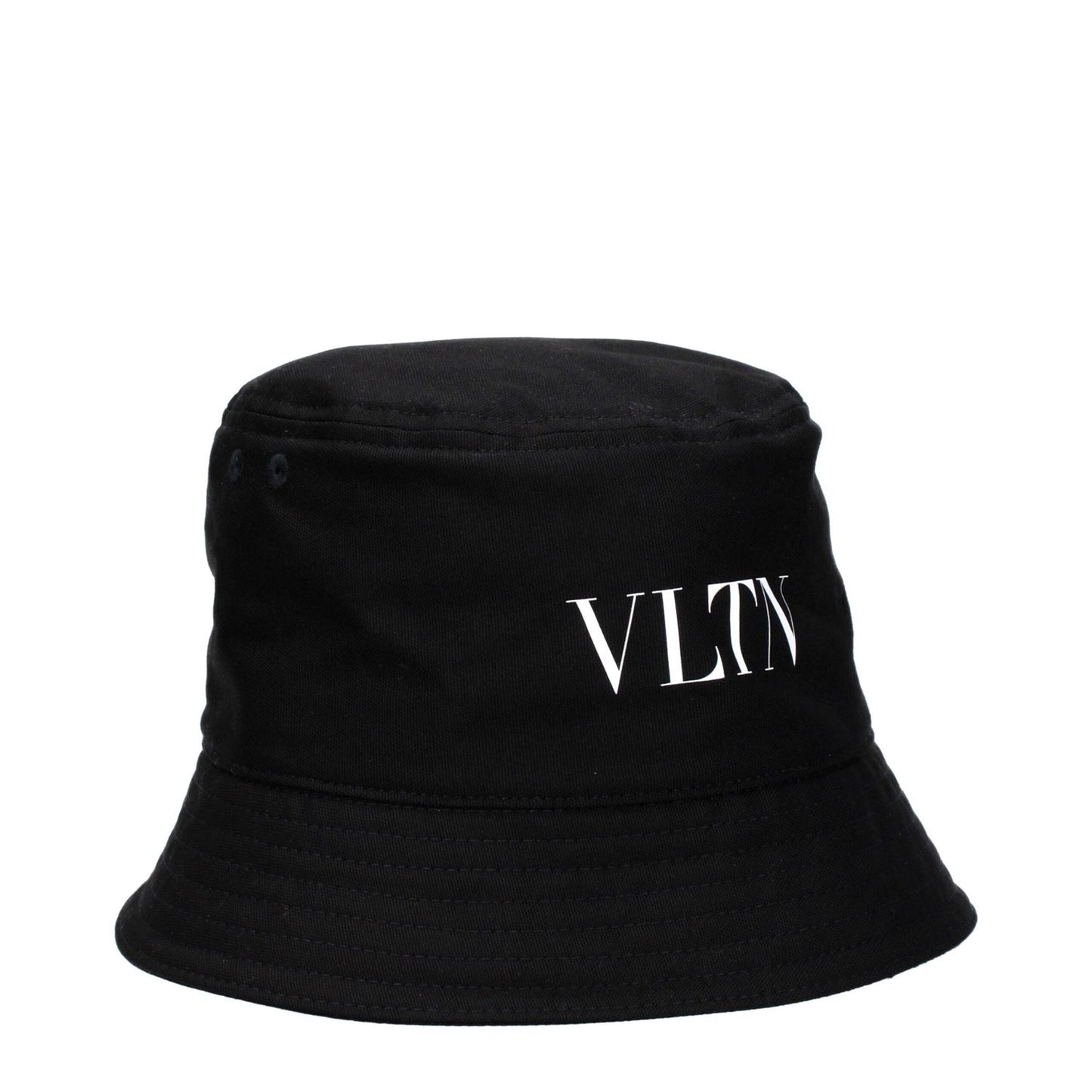Valentino Garavani Black Cotton Bucket Hat with logo, casual style, made of 98% cotton and 2% elastane; MPN HGA11UXI0NI.