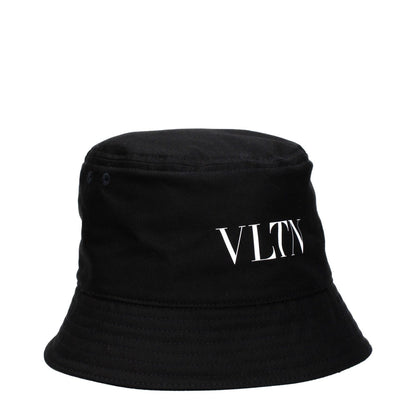 Valentino Garavani Black Cotton Bucket Hat with logo, casual style, made of 98% cotton and 2% elastane; MPN HGA11UXI0NI.
