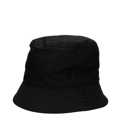 Valentino Garavani Black Cotton Bucket Hat with front logo, casual style made from 98% cotton and 2% elastane.