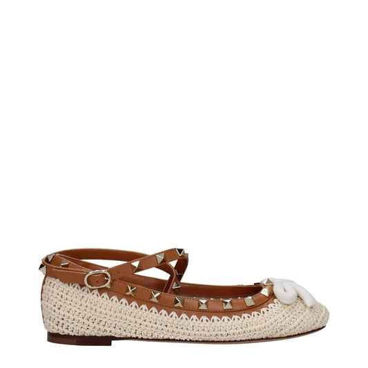 Valentino Garavani Beige Raffia Ballet Flats VA-9353170682121-EU36/US6