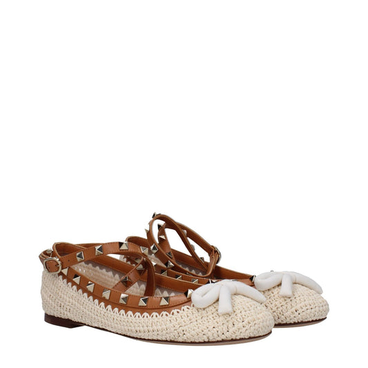 Valentino Garavani Beige Raffia Ballet Flats VA-9353170682121-EU36/US6