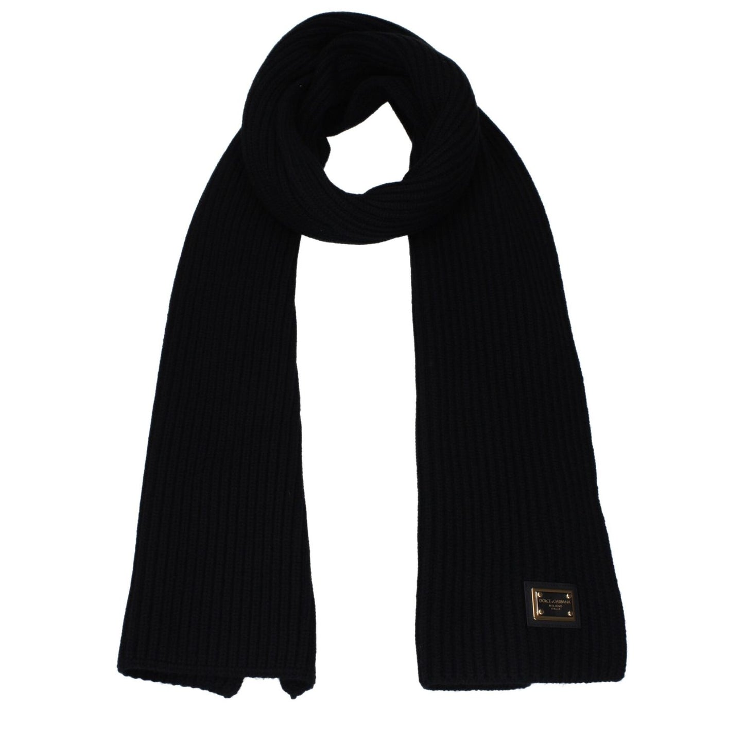 Dolce & Gabbana Black Cashmere Scarf with side logo, 100% cashmere, size 28x200 cm, casual style, MPN GXK64TJAWK0N0000.