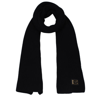 Dolce & Gabbana Black Cashmere Scarf with side logo, 100% cashmere, size 28x200 cm, casual style, MPN GXK64TJAWK0N0000.
