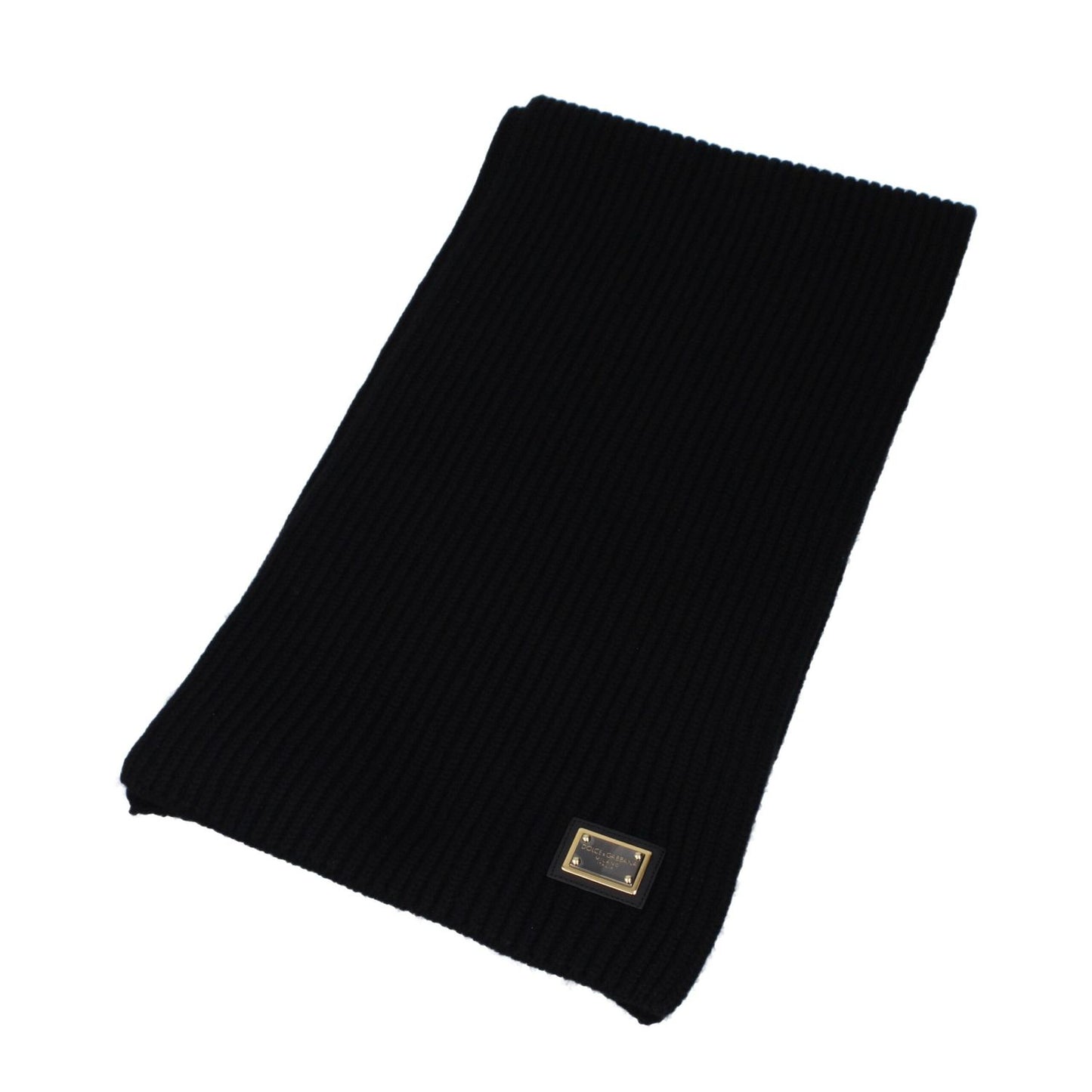 Dolce & Gabbana Black Cashmere Scarf with side logo, 100% cashmere, 28×200 cm, casual style, MPN GXK64TJAWK0N0000.