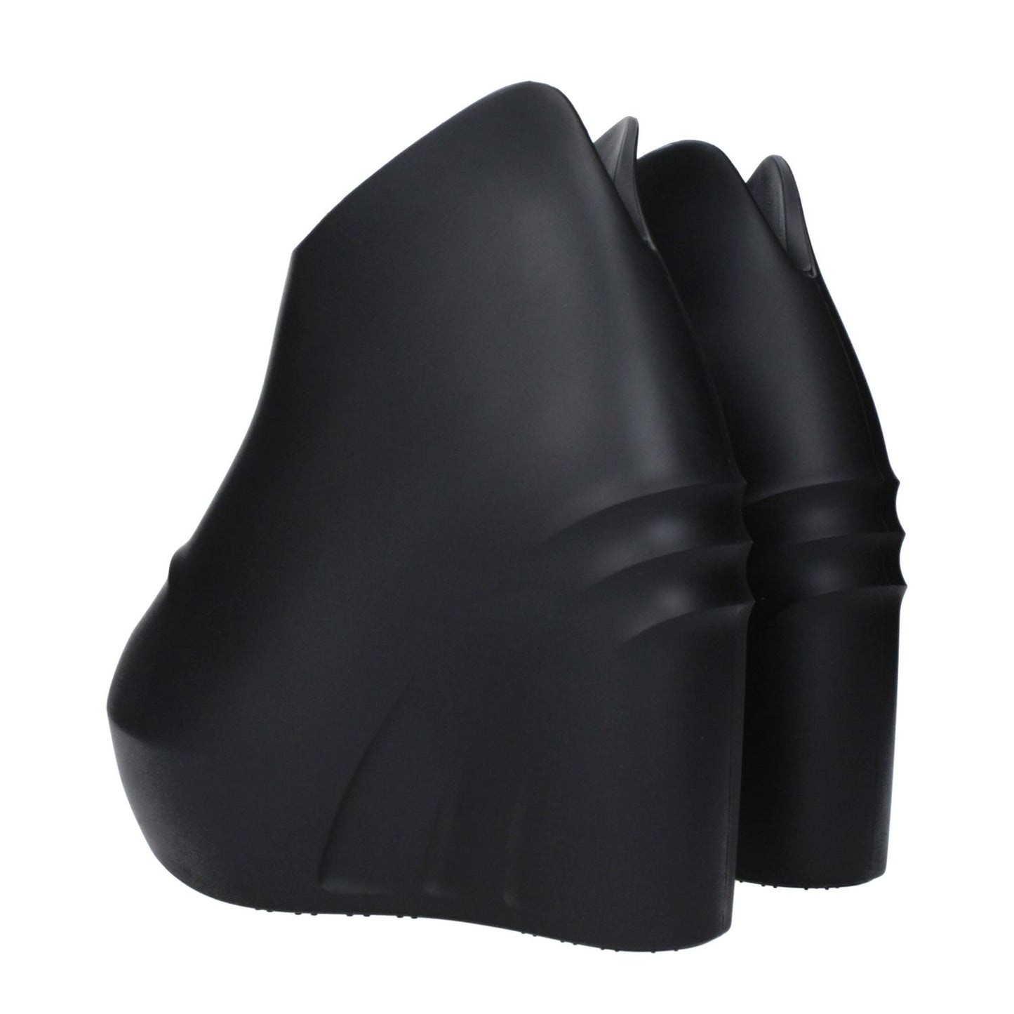 Givenchy Black Cotton Wedge Sandals with rubber sole and round toe. Fashionable casual footwear with 5 cm wedge height.